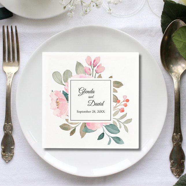 Rustikale Herbstfliesen Serviette (Rustic autumn foliage floral frame napkins add cozy seasonal charm to your wedding table)