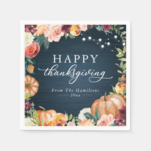 Rustikale Herbstflora Erntedank Dinner Napkins Serviette (Vorderseite)