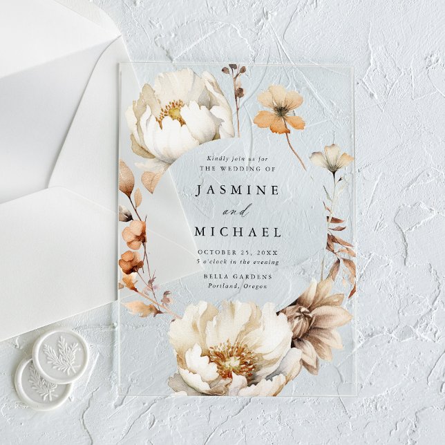 Rustikale Herbstfloralrundverkleidung Acryleinladungen (Von Creator hochgeladen)