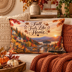 Rustikale Herbstgefühle wie Zuhause Illustration Dekokissen