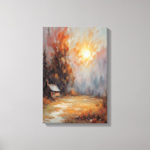Rustikale Herbsthütte Landschaft Herbst Kunst Leinwanddruck