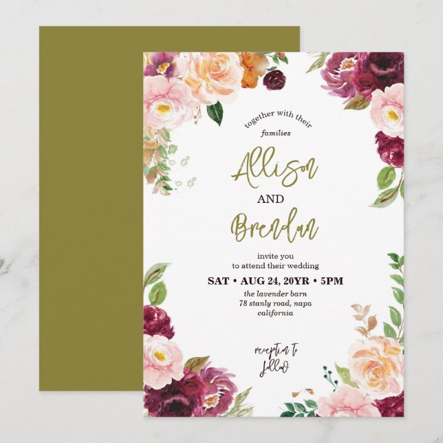 Rustikale Herbstkapelle Hochzeit Einladung (Vorne/Hinten)