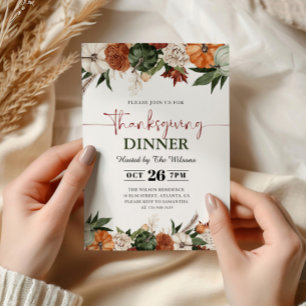 Rustikale Herbstkürbisse zum Thanksgiving-Dinner Einladung