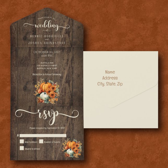 Rustikale Herbstkürme Hochzeit All In One Einladung (Von Creator hochgeladen)