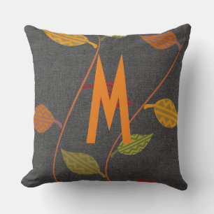 Rustikale Herbstlaub anzeigen Monogramm hinzufügen Kissen
