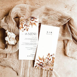 Rustikale Herbstlaub beim Hochzeitsmenü Menükarte