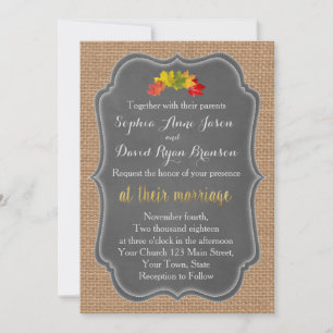 Rustikale Herbstlaub Burlap Wedding Einladung