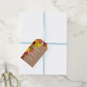Rustikale Herbstlaub Burlap Wedding Geschenkanhänger