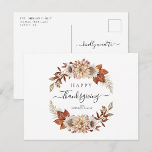 Rustikale Herbstlaub glücklich Thanksgiving Postkarte