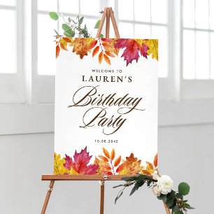 Rustikale Herbstlaub Herbst Geburtstagsparty Willk Poster