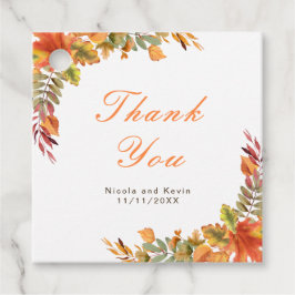 Rustikale Herbstlaub im Herbst Hochzeit Danke Geschenkanhänger