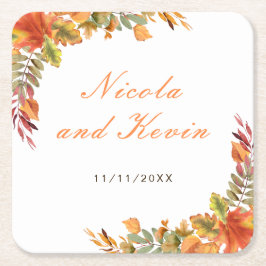 Rustikale Herbstlaub im Herbst Hochzeit Danke Rechteckiger Pappuntersetzer