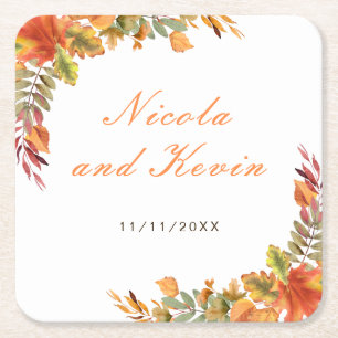 Rustikale Herbstlaub im Herbst Hochzeit Danke Rechteckiger Pappuntersetzer