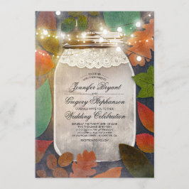 Rustikale Herbstlaub Mason Jar String Lights Hochz Einladung