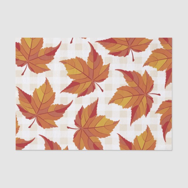 Rustikale Herbstlaub und Karierte Weiß Seidenpapier (Vorderseite)