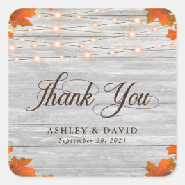 Rustikale Herbstlaube aus Holz - Danke für Ihre Ho Quadratischer Aufkleber