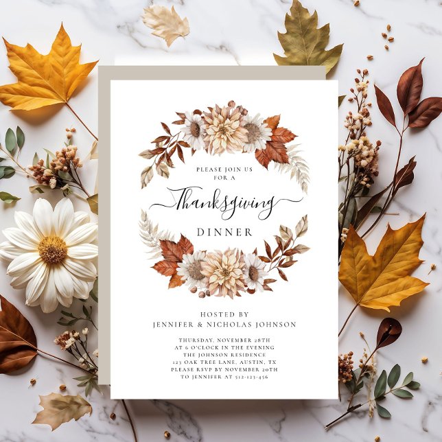 Rustikale Herbstlaube Erntedank Dinner Einladung (Rustic Fall Leaves Thanksgiving Dinner Invitation)
