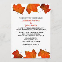 Rustikale Herbstleaf Burnt Orange Maple White Wedd Einladung