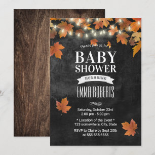 Rustikale Herbstleaves Chalkboard Babydusche Einladung