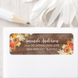 Rustikale Herbstleaves Pumpkins Brautparty Labels