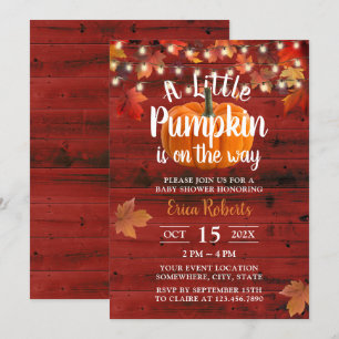 Rustikale Herbstleaves Red Barn Pumpkin Baby Dusch Einladung