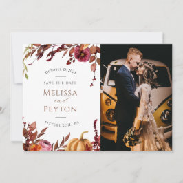 Rustikale Herbstleaves und Kürbis Save the Date