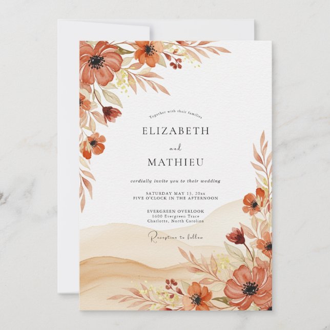 Rustikale herbstliche Hochzeit mit Laune Einladung (Vorderseite)