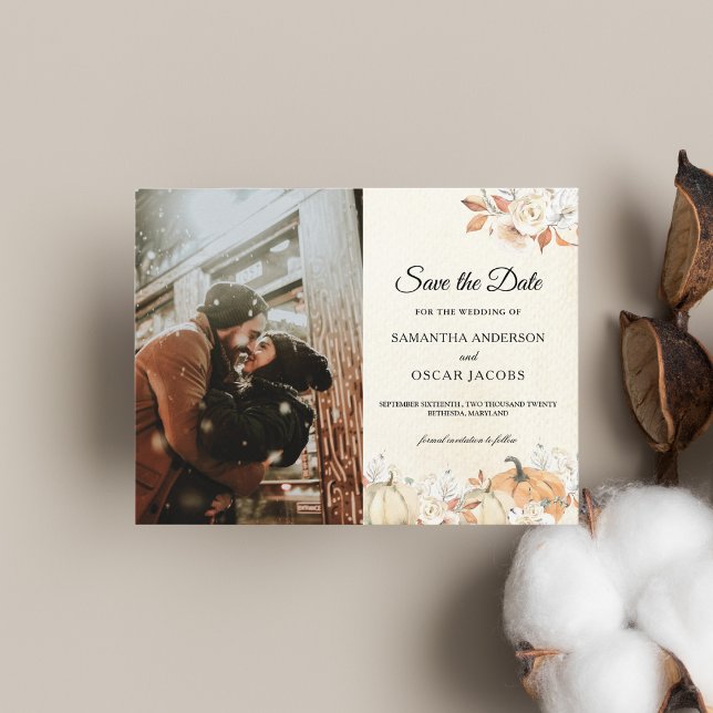 Rustikale Herbstpumpen und Blume Ankündigungspostkarte (Von Creator hochgeladen)