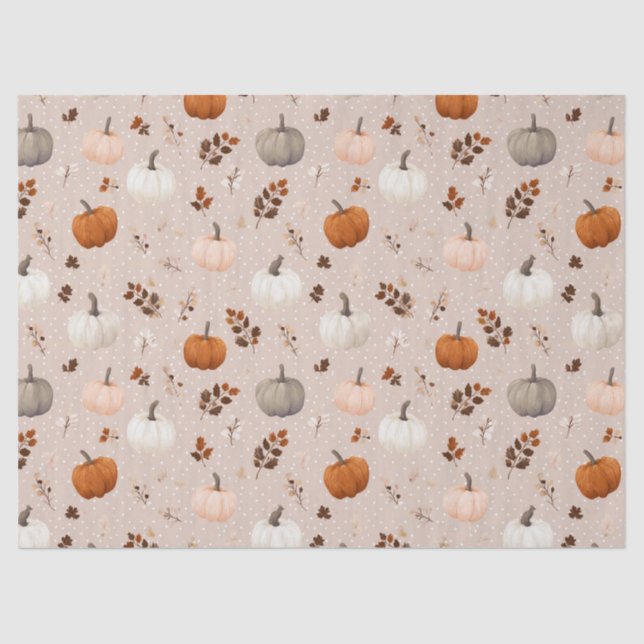 Rustikale Herbstpumpen und Herbstlaub Seidenpapier (Vorderseite)