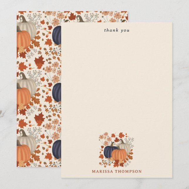 Rustikale Herbstpumpen Wildblumen Blätter Dankeskarte (Vorne/Hinten)