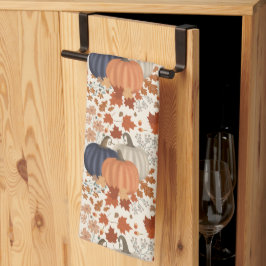 Rustikale Herbstpumpen Wildblumen Blätter Geschirrtuch