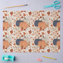 Rustikale Herbstpumpen Wildblumen Blätter Seidenpapier