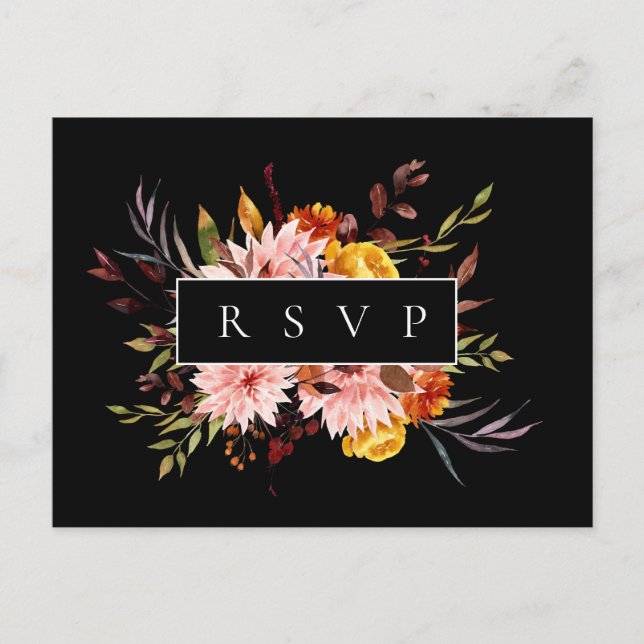 Rustikale Herbstrahmen-Hochzeitssonganfrage RSVP Einladungspostkarte (Vorderseite)