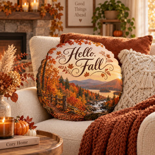 Rustikale Herbstsaison-Illustration Rundes Kissen