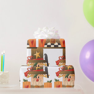Rustikale Herbstschnecke mit Pumpkins und Crow Geschenkpapier