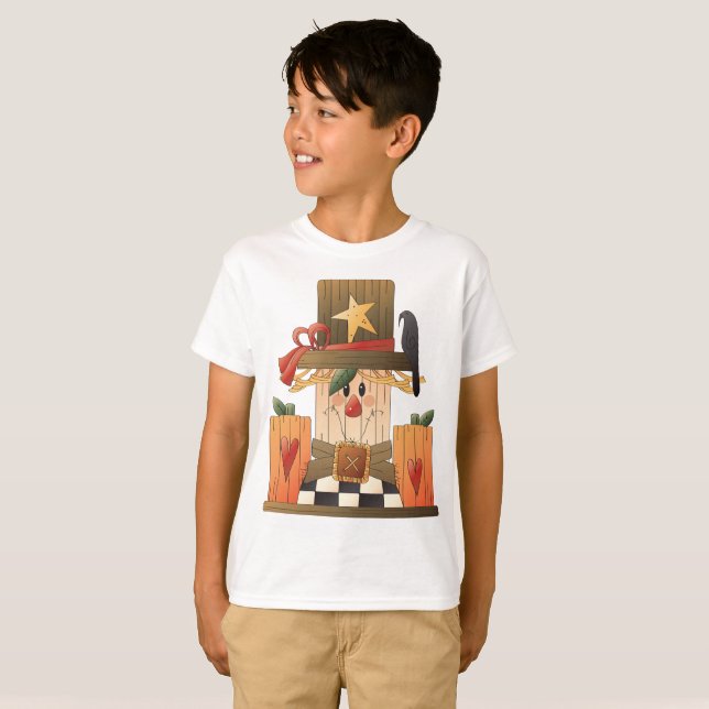 Rustikale Herbstschnecke mit Pumpkins und Crow T-Shirt (Vorne ganz)