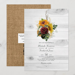 Rustikale Herbststssfall florales Land QR Hochzeit Einladung