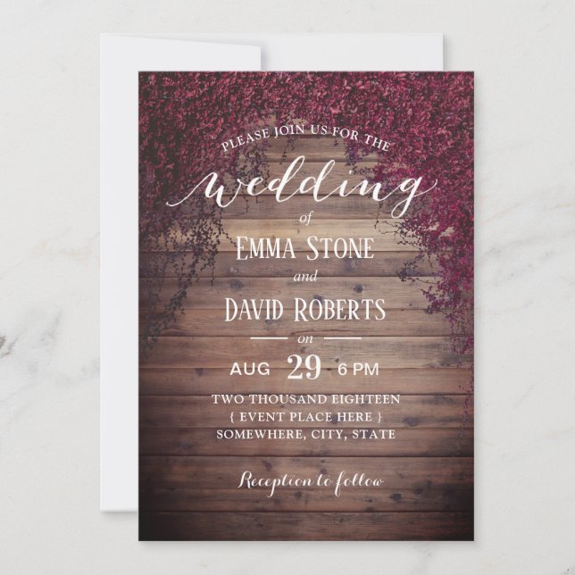 Rustikale Herbstwoche IV Blätter Hochzeit im Herbs Einladung (Vorderseite)