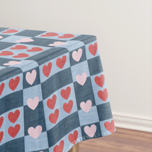 Rustikale Herzen Denim Style Tischdecke (Beispiel)