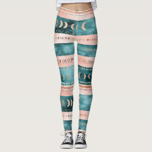 Rustikale himmlische Streifen-Mond-Sonne-Erdig Leggings