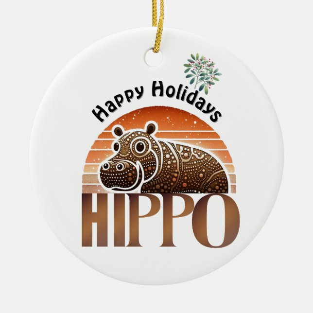 Rustikale Hippo Earth Tones Holidays Keramik Ornament (Vorne)