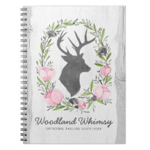Rustikale Hirsch-Silhouette Floraler Kranz Cameo a