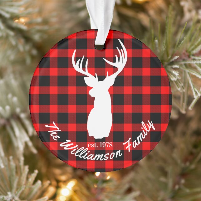 Rustikale Hirschantler Kariert Ornament (Baum)