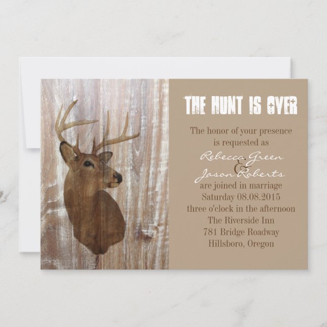 Rustikale Hirsche die Jagd ist über Hochzeitseinla Einladung (Vorderseite)