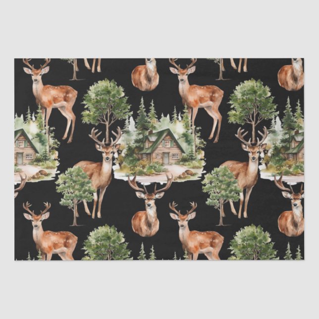 Rustikale Hirsche Wildfauna Weihnachten Seidenpapier (Vorderseite)