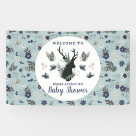Rustikale Hirschkopf Blue Floral Baby Dusche Willk Banner
