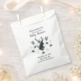 Rustikale Hirschkopf Blue Floral Moderne Babydusch Geschenktütchen