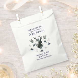 Rustikale Hirschkopf Blue Floral Moderne Babydusch Geschenktütchen