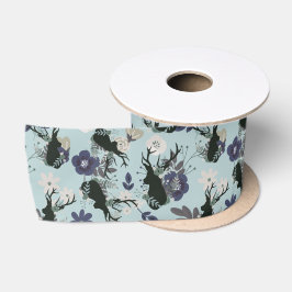 Rustikale Hirschkopf Blue Floral Moderne Babydusch Satinband