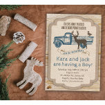 Rustikale Hirschschwanzschuh Einladung<br><div class="desc">Rustikales Wood Deer Truck Boy Baby Dusche Einladung</div>